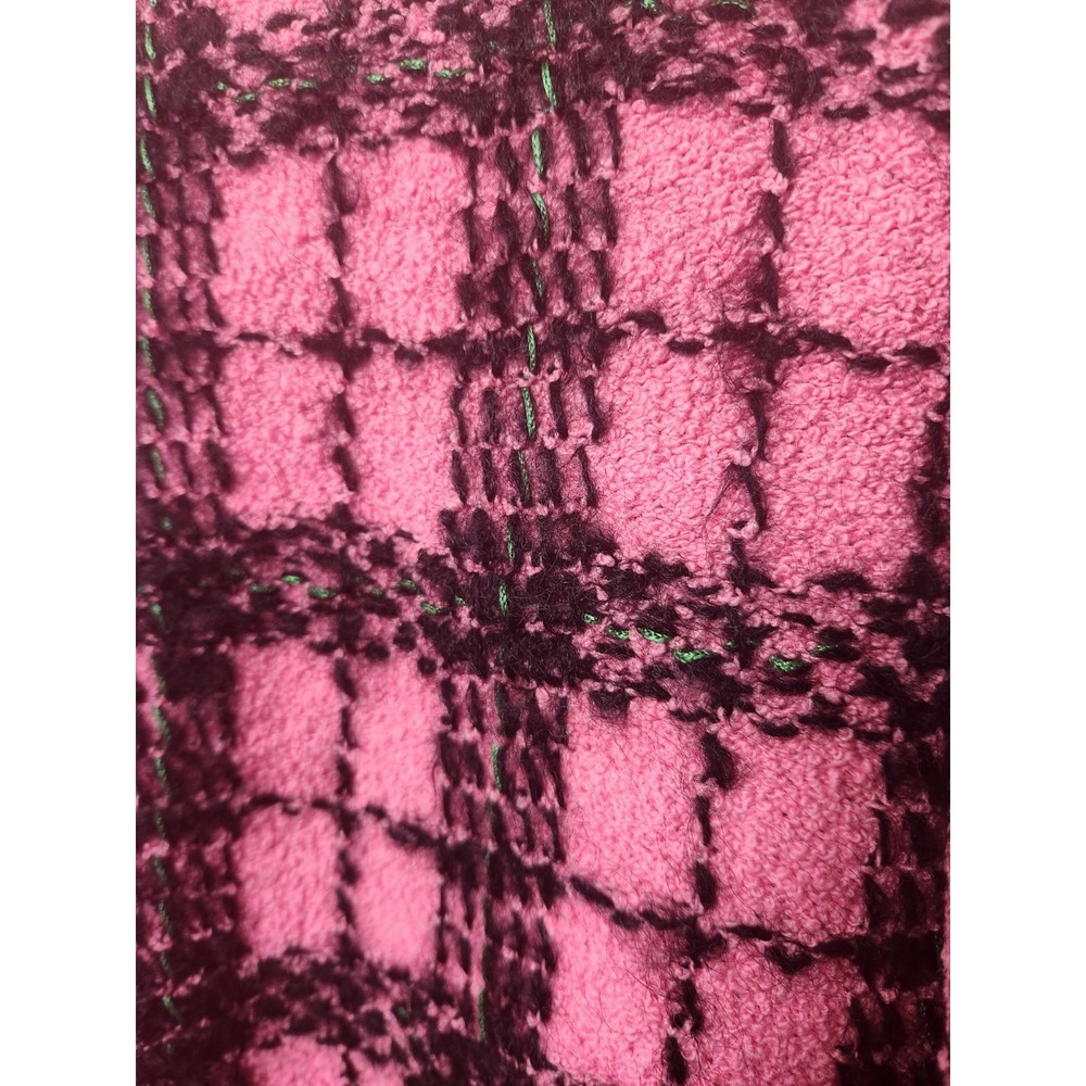 Adolpho Pink and Black Wool Plaid Jacket Gold Buttons Vtg Sweater Med Union Made - Picture 4 of 16